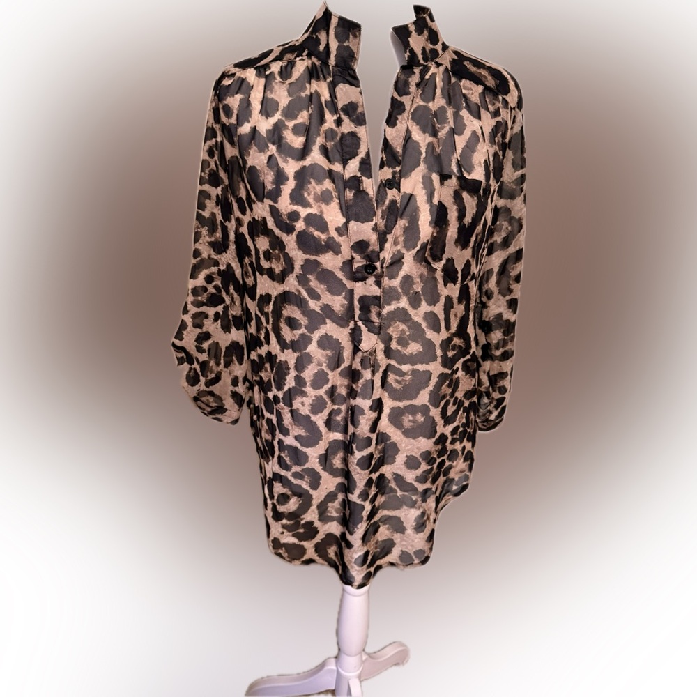 Women’s leopard print sheer blouse
